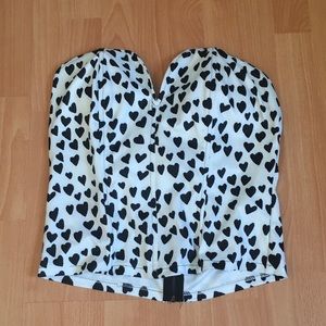 Bustier top with lining and heart print